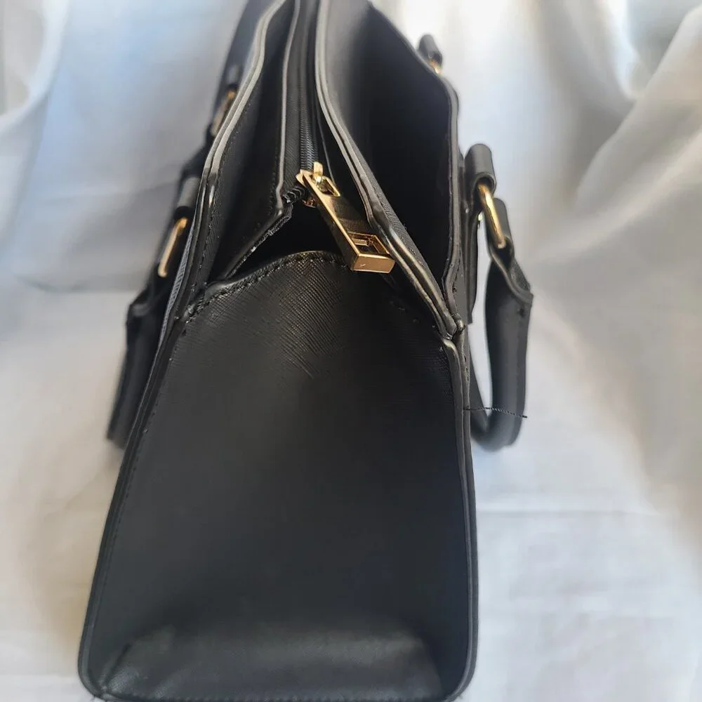 SOLD--Aldo Faux Leather Black Satchel Handbag Purse - Picture 7 of 11